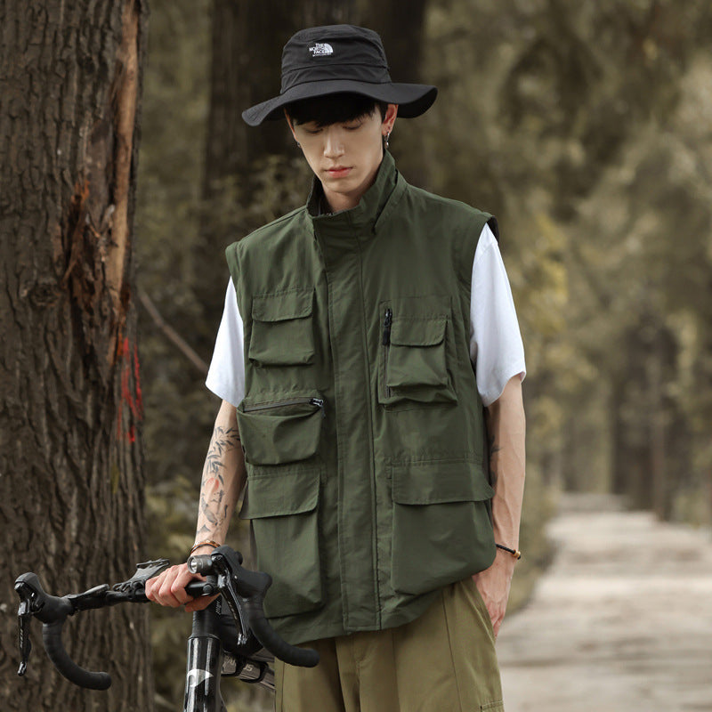 Herren leichte Multifunktions-Fieldjacke mit zahlreichen Utility‑Taschen und Belüftungsdetails Drune