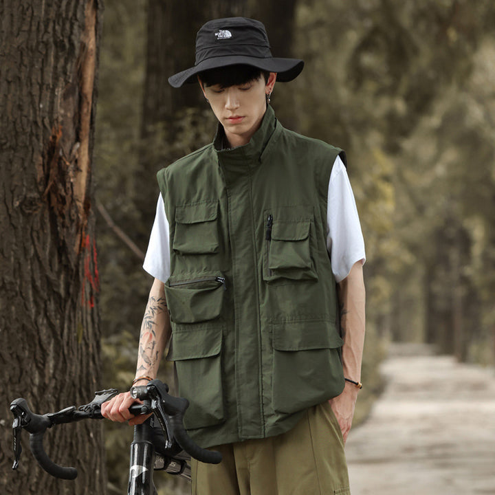 Herren leichte Multifunktions-Fieldjacke mit zahlreichen Utility‑Taschen und Belüftungsdetails Drune