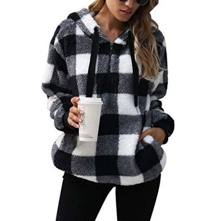 Drune | Frauen Kontrollierte Hohe Kragen Hoodie Gemütlicher Stil