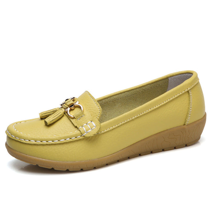 Damen Mokassins mit ornamentaler Schnalle und weicher Sohle Drune