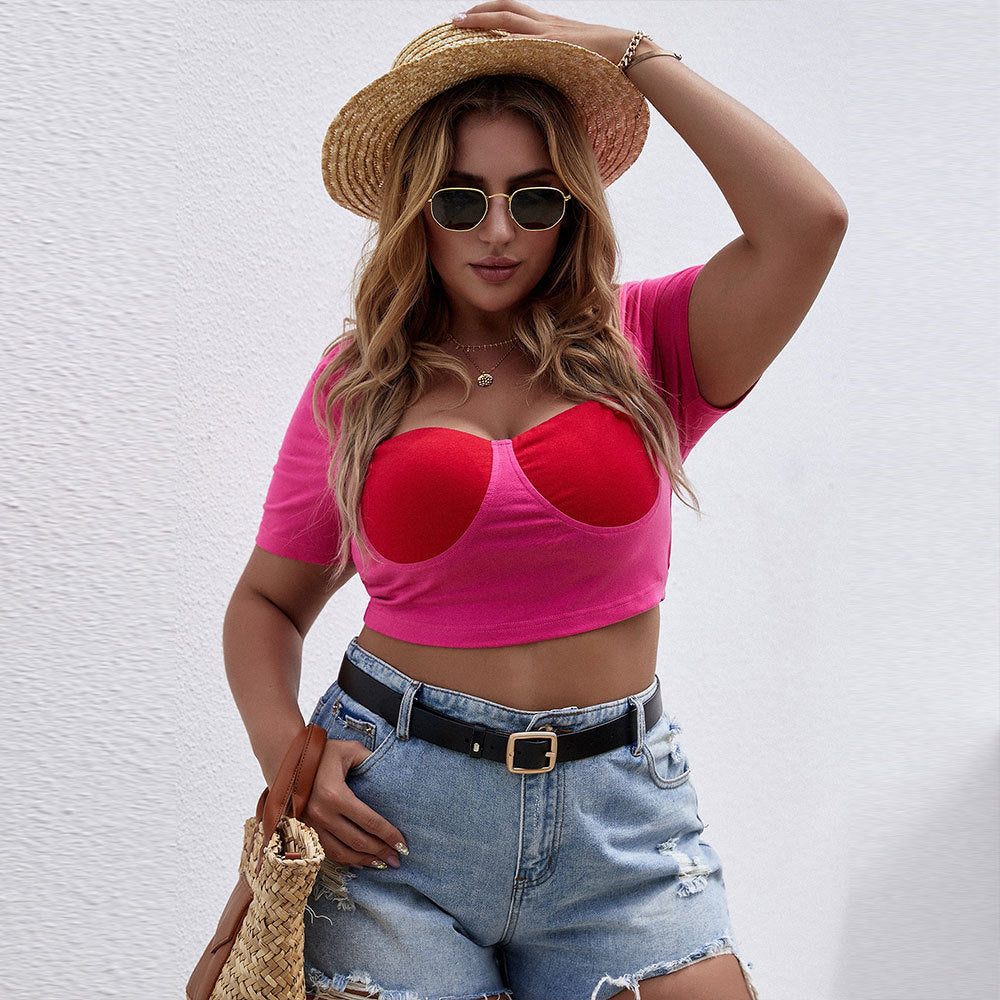 Damen Cropped Top mit raffiniertem Bustier-Design und kurzen Ärmeln Drune