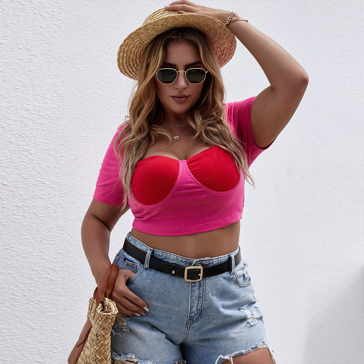 Damen Cropped Top mit raffiniertem Bustier-Design und kurzen Ärmeln Drune
