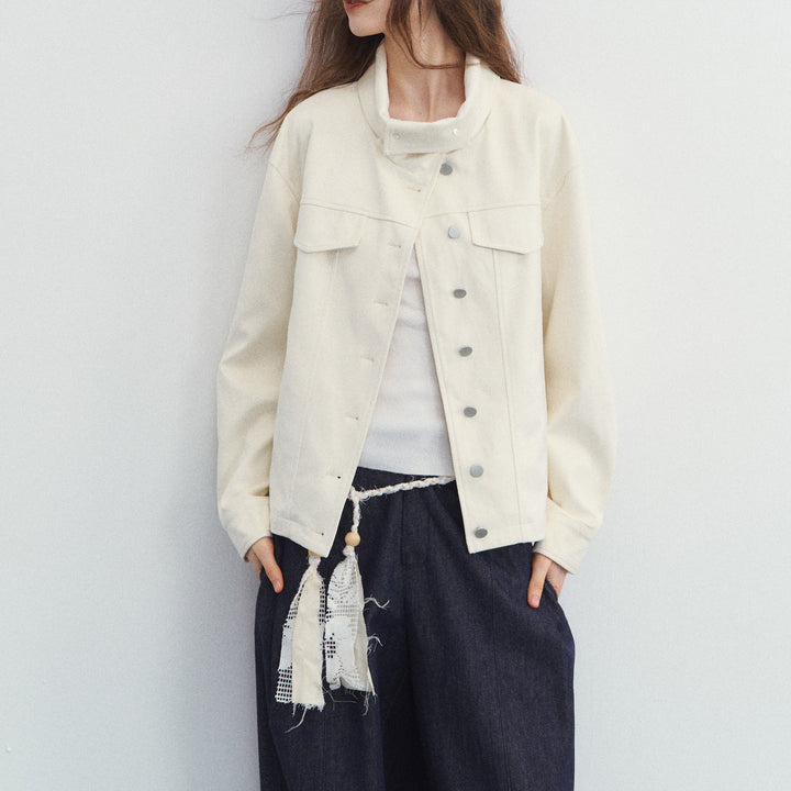Damen Modische Übergangsjacke mit hochgeschlossenem Kragen Drune
