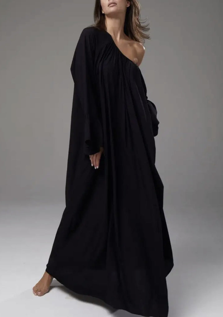 Damen Elegantes Maxi-Nachtkleid mit weiten Rüschensäumen und fließendem Schnitt Drune