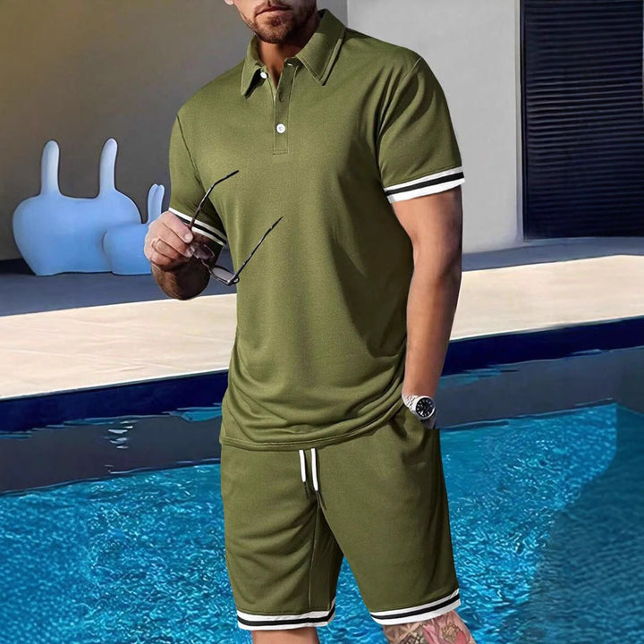 Herren sportliches Polo-Shirt und Shorts Set mit modernem Schnitt Drune