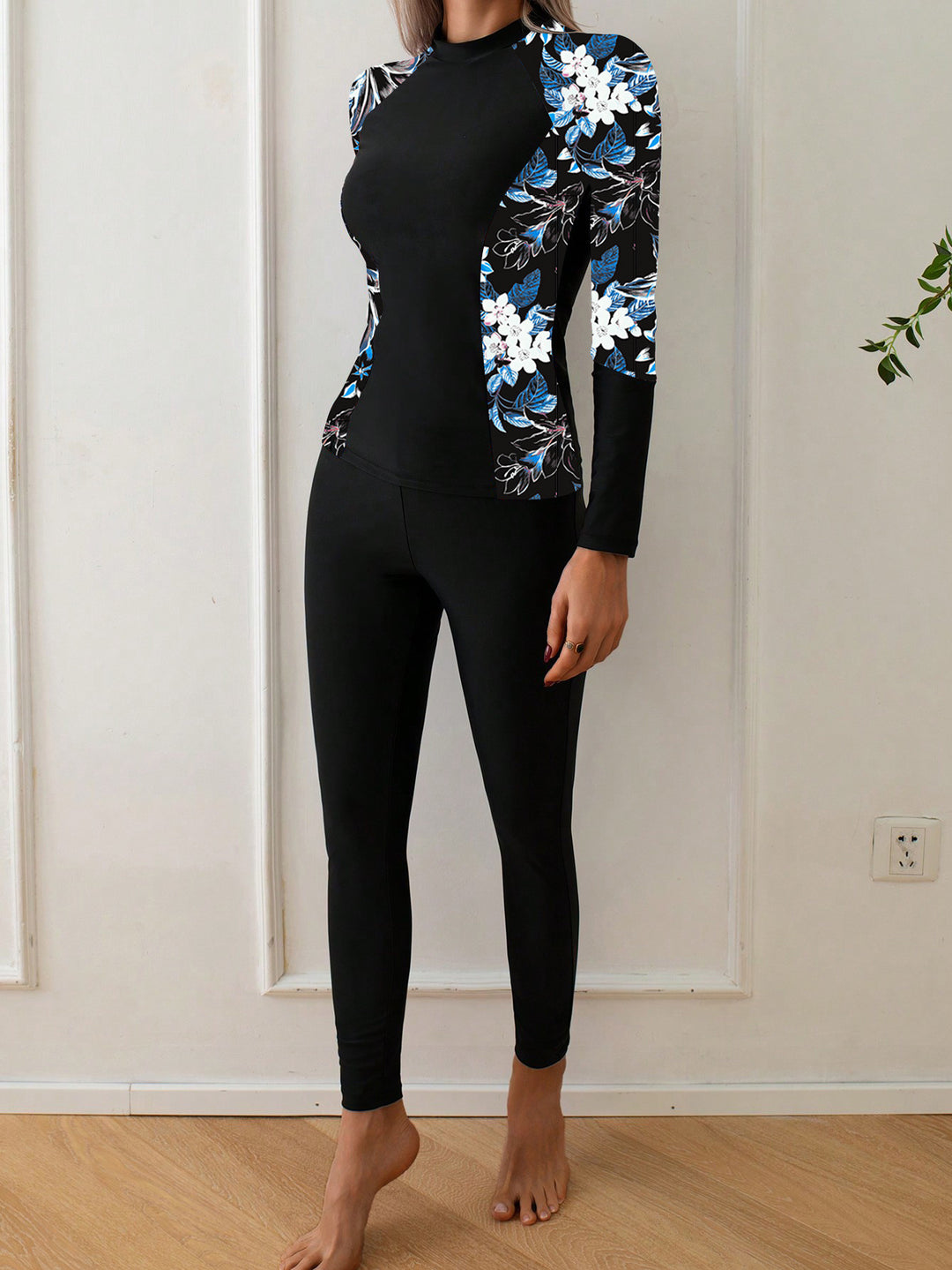 Damen Langarm Rashguard mit floralem Design Drune