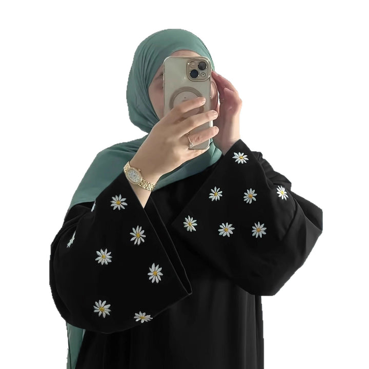 Damen elegantes Tunikakleid mit floralem Stickmuster Drune