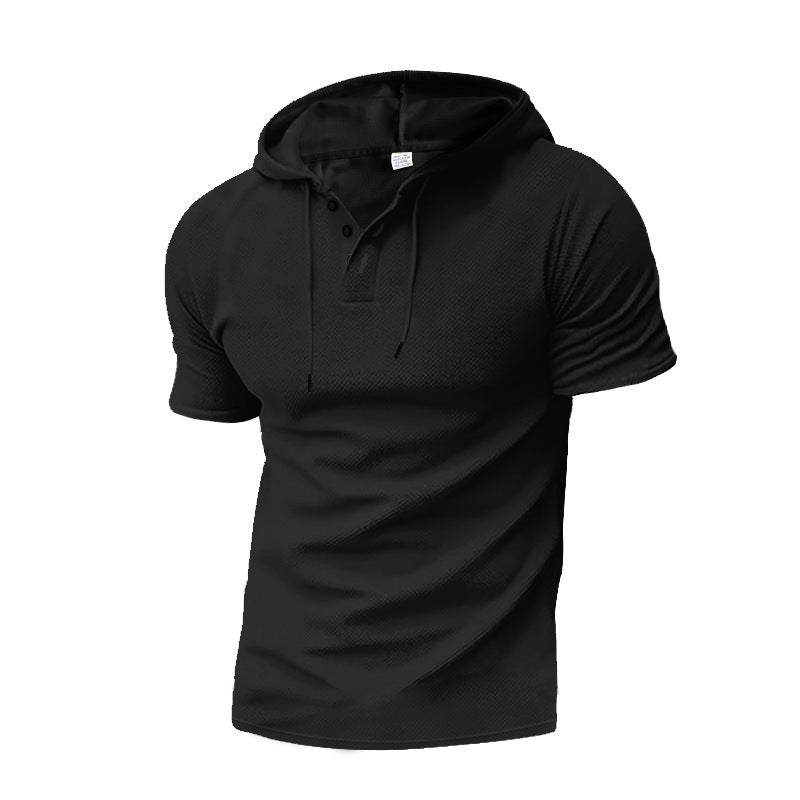 Herren nan Kurzarm-Kapuzenpolo mit dreifacher Knopfleiste und feinem Strukturjersey Drune