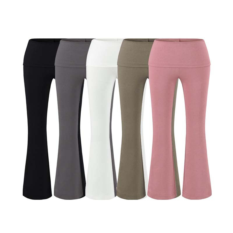 Damen Hochtaillierte Schlaghose mit Umschlagbund aus Stretch-Jersey Drune
