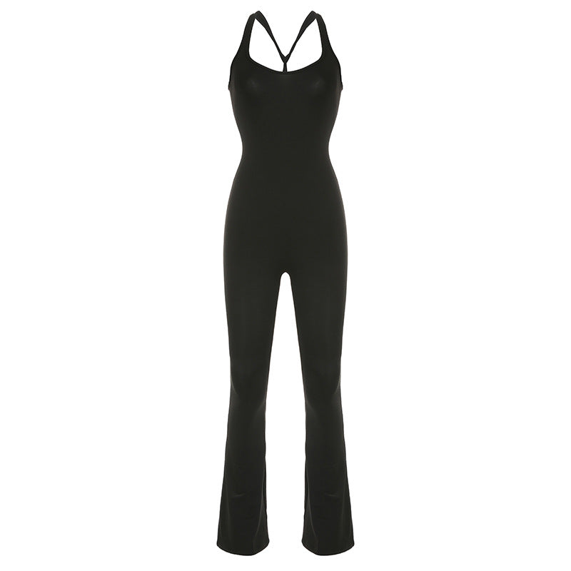 Damen eleganter und figurbetonter Jumpsuit mit schmalem Bein Drune