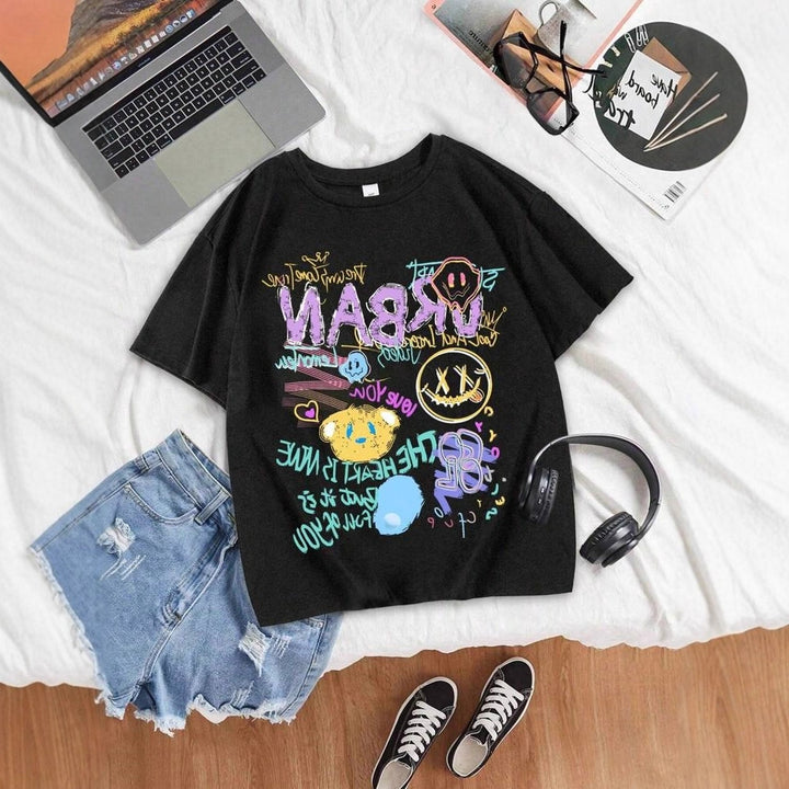 Damen oversized Grafik-T-Shirt mit urbanem Design Drune