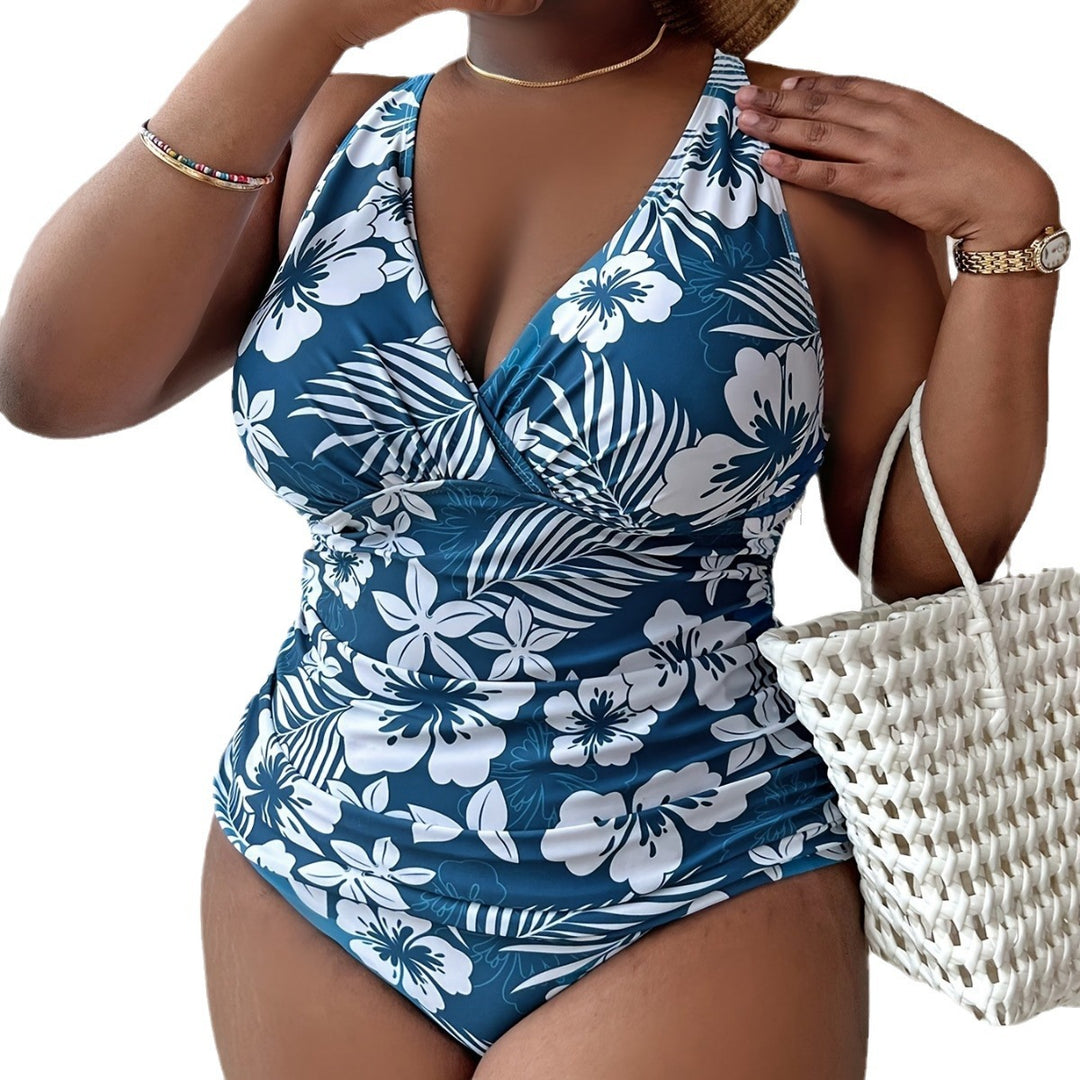 Damen Sportlicher Badeanzug mit floralem Wickeldesign Drune
