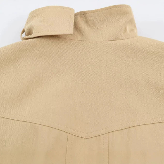 Damen Kurz geschnittene doppeltreihige Safarijacke mit hohem Stehkragen Drune