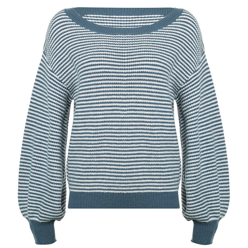Damen Feinstrick-Pullover mit weitem U-Boot-Ausschnitt, ausgestellten Ärmeln und Intarsia-Blütenmotiv Drune