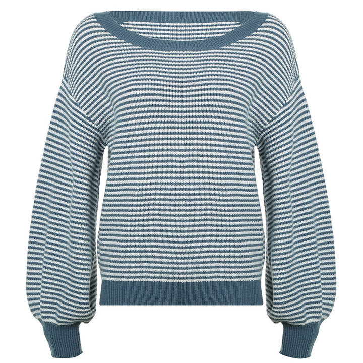 Damen Feinstrick-Pullover mit weitem U-Boot-Ausschnitt, ausgestellten Ärmeln und Intarsia-Blütenmotiv Drune