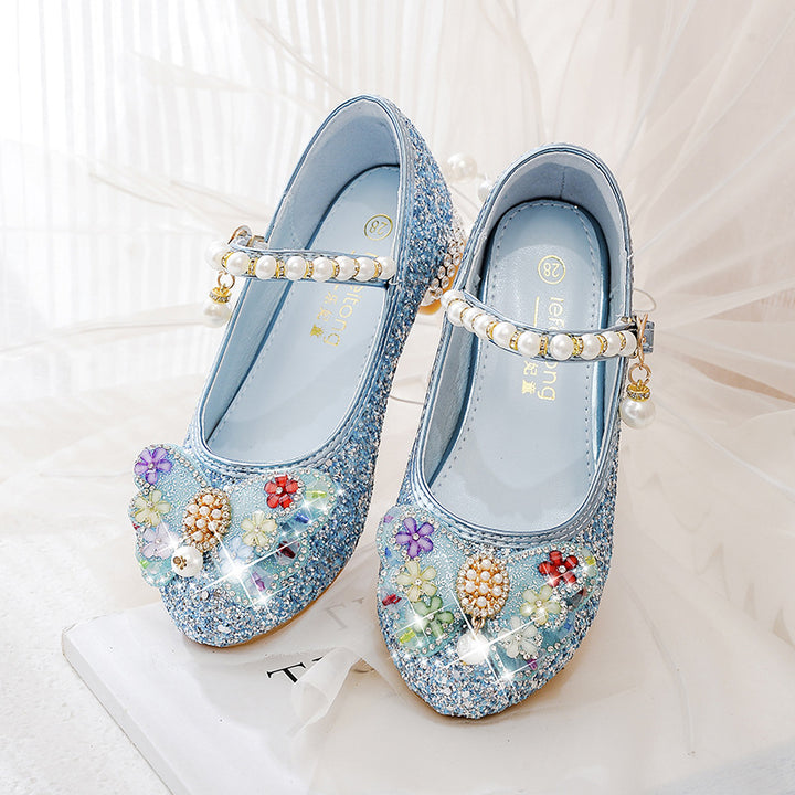 Mädchen Glitzernde Ballerinas mit Blumenapplikationen Drune