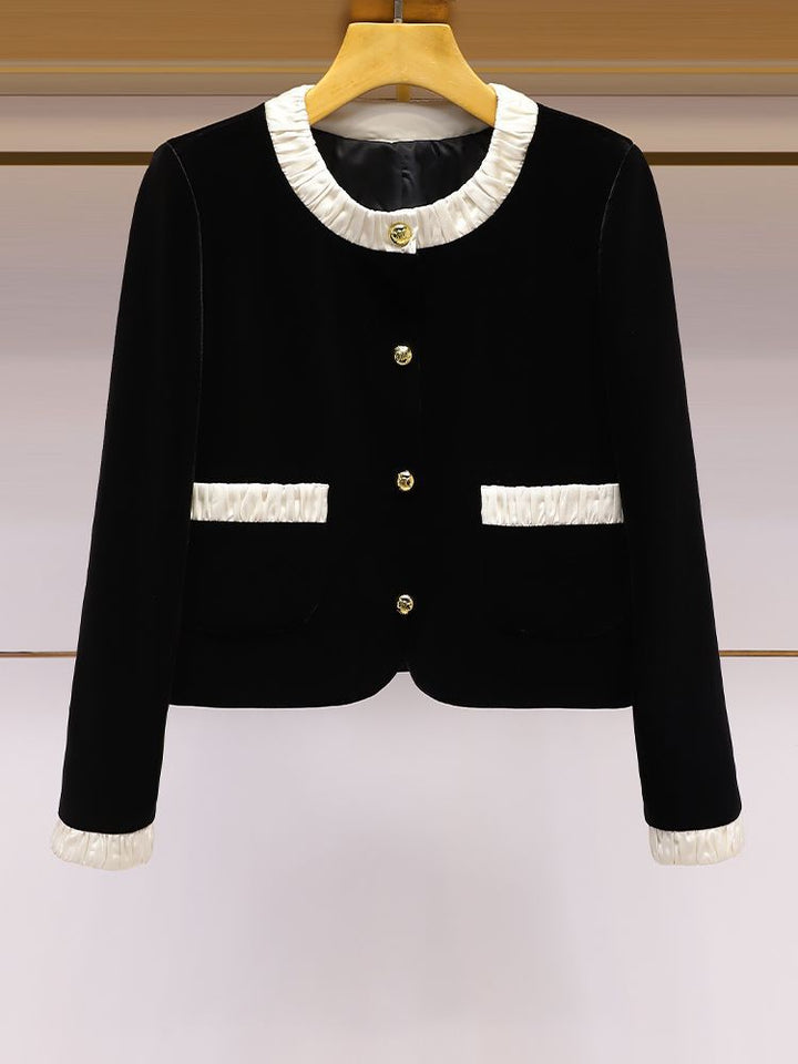 Damen Kurzjacke mit eleganter Rüsche Drune