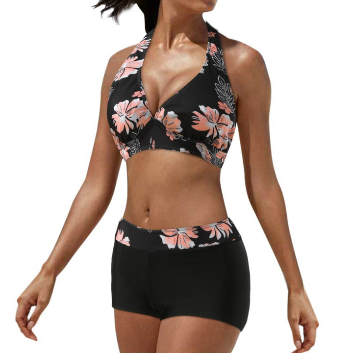 Damen Sportliches Bikini-Set mit auffälliger Streifenmusterung und bequemen Shorts Drune