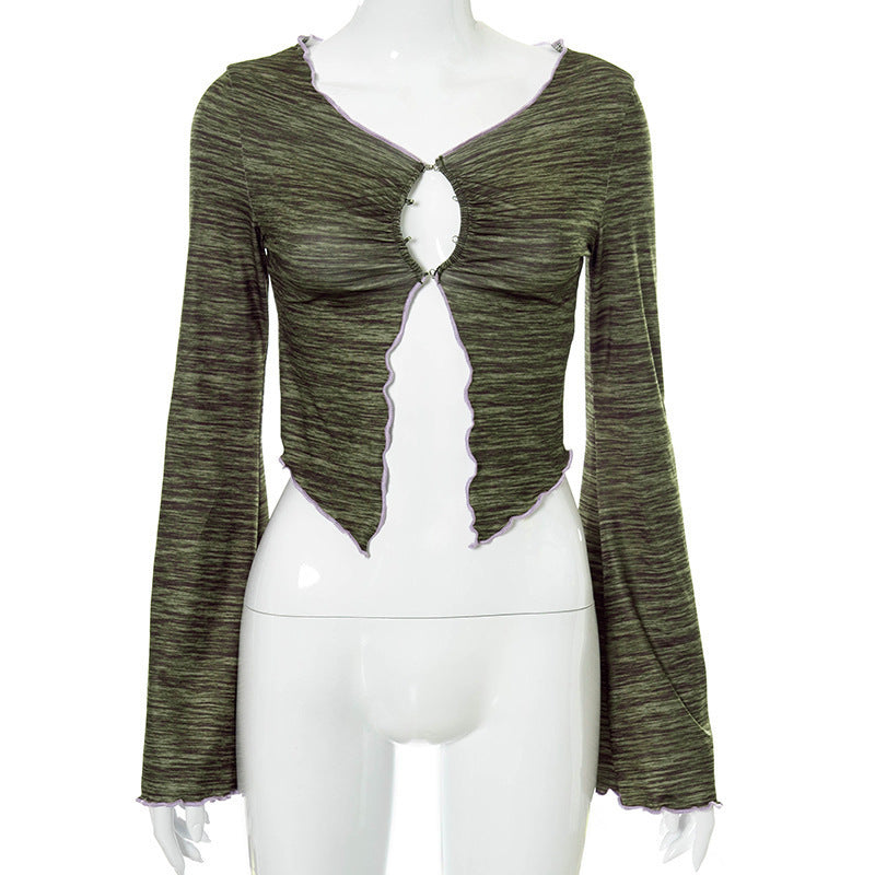 Damen Langarmshirt mit asymmetrischem Ausschnitt und detailverliebtem Cut-Out Drune