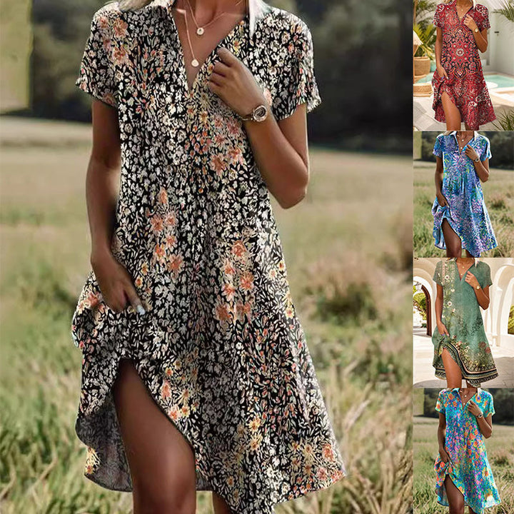 Damen Sommerkleid mit floralen Mustern Drune