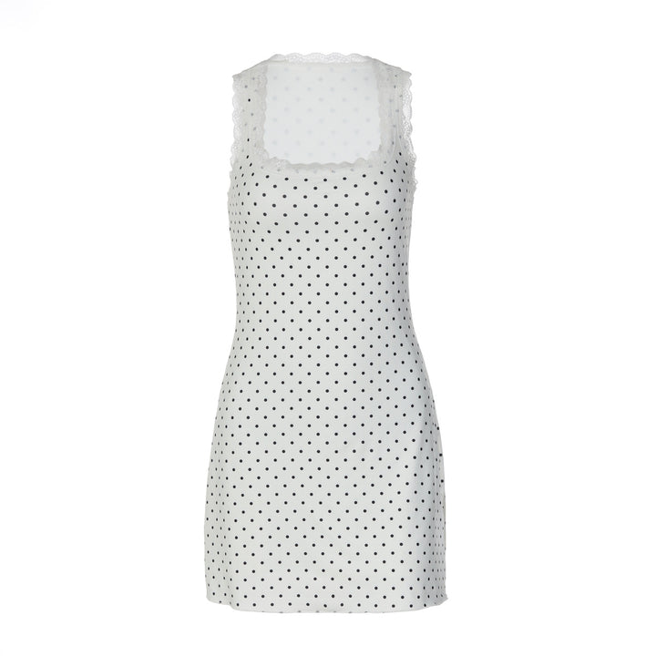 Damen Verspieltes Minikleid mit Punkten und Spitzenbesatz Drune