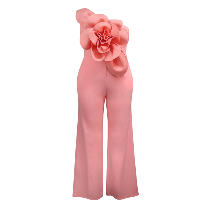 Damen eleganter Overall mit großem Blumenakzent Drune