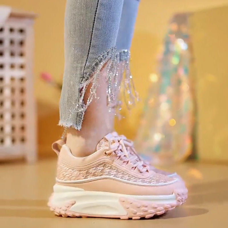 Damen Sportliche Chunky Sneakers mit futuristischem Design und atmungsaktiver Obermaterialstruktur Drune