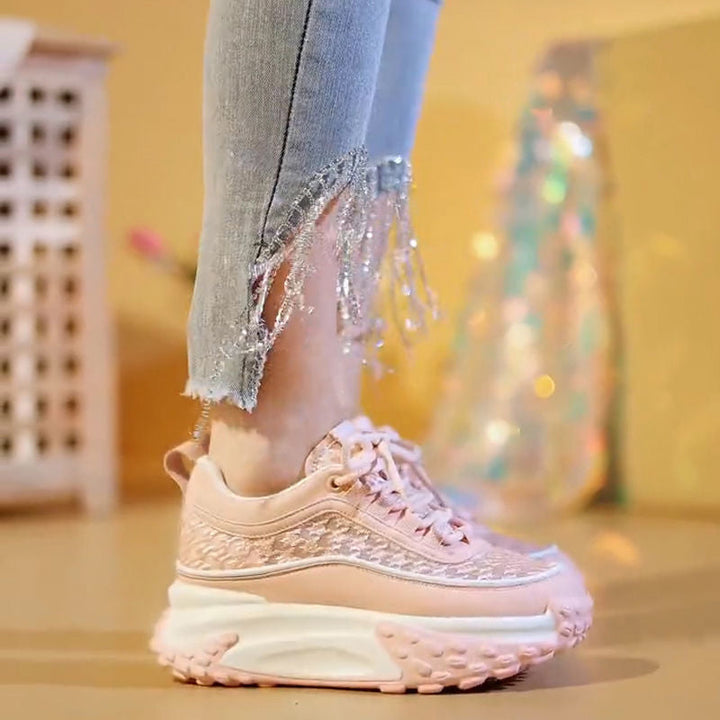 Damen Sportliche Chunky Sneakers mit futuristischem Design und atmungsaktiver Obermaterialstruktur Drune
