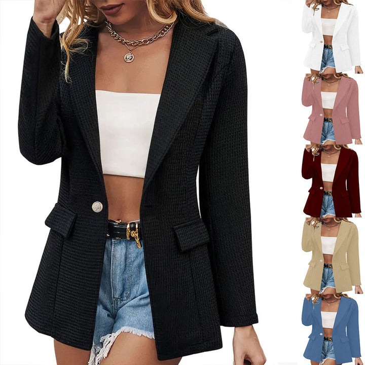 Damen eleganter Blazer mit strukturierter Textur und Taschen Drune