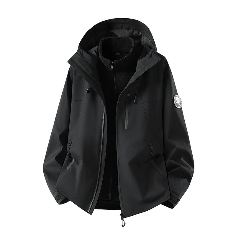 Herren dreiteilige Softshell-Outdoorjacke mit abnehmbarem Fleecefutter und Kapuze Drune