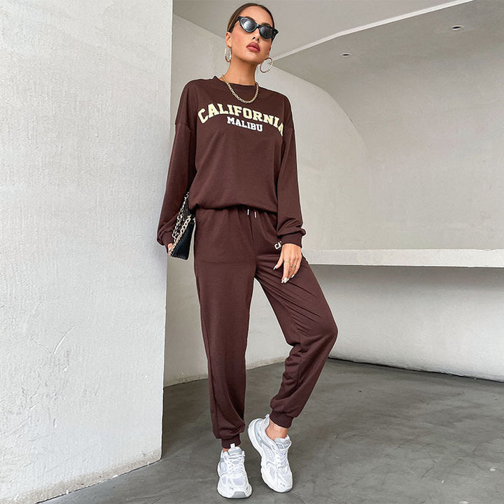 Damen Lässiges Sweatset im College‑Look mit Oversize‑Sweatshirt und Jogginghose Drune