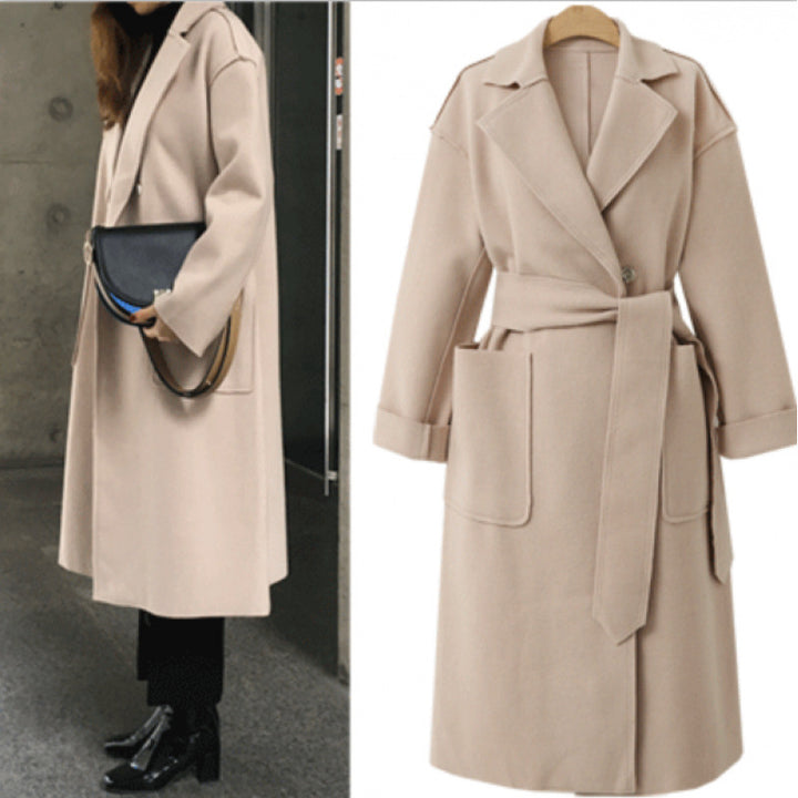 Damen Oversized Mantel mit tiefem Revers und Taschen Drune