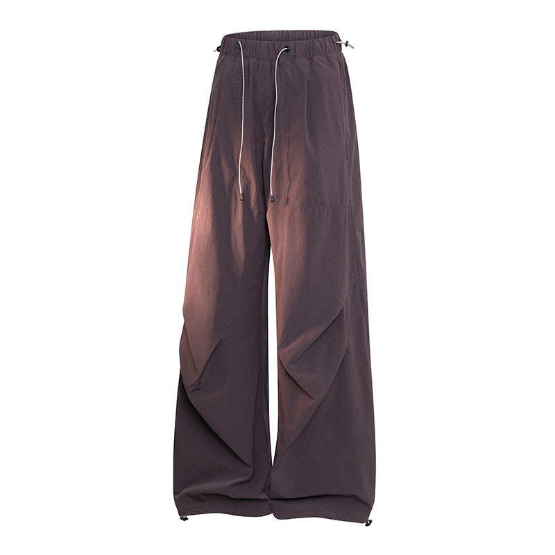 Damen Weite Palazzo-Hose mit Tunnelzugbund, drapierten Falten & verstellbarem Saum Drune