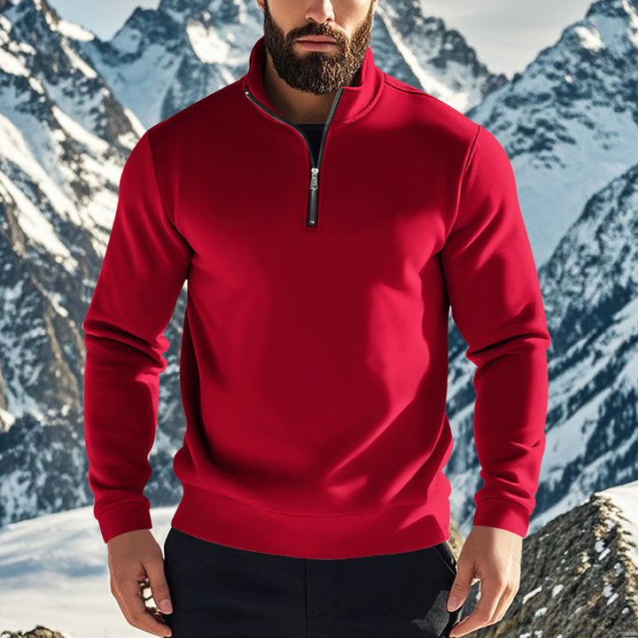 Herren nan komfortables Halbzip-Sweatshirt mit Stehkragen, leicht angerauter Innenseite und geripptem Saum Drune