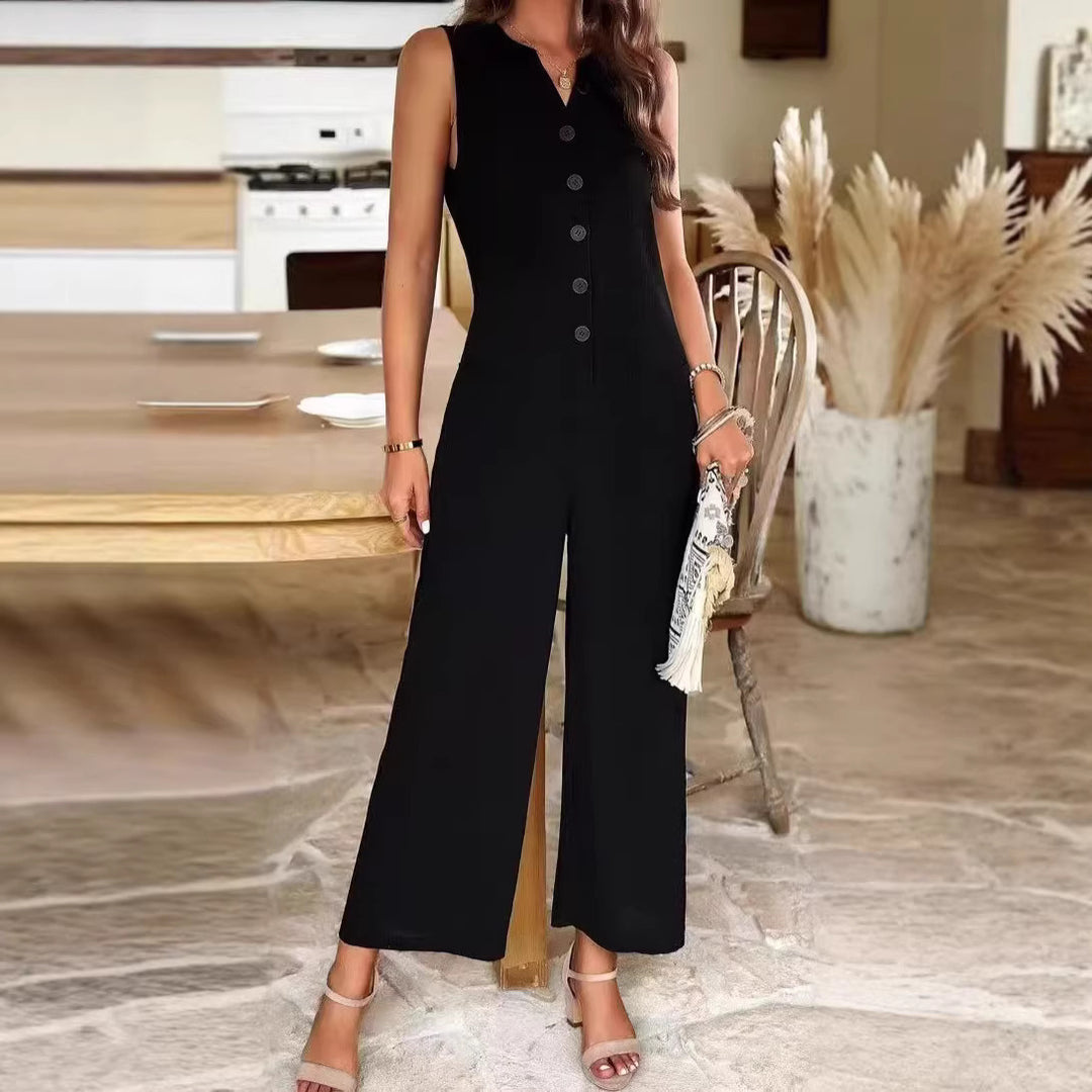 Damen Eleganter Jumpsuit mit Knopfdetails und praktischen Taschen Drune