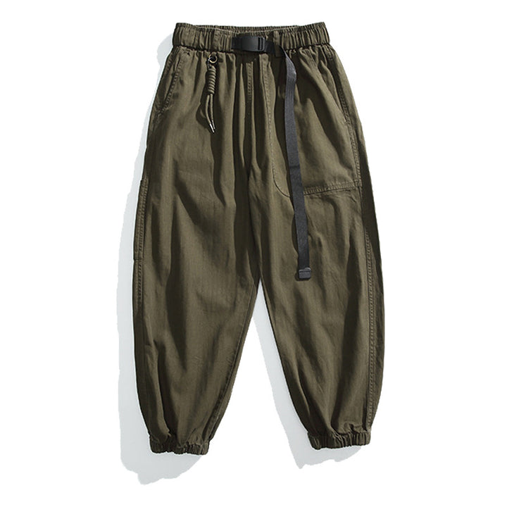Herren Weite Canvas-Cargo-Jogginghose im Utility-Style mit elastischem Bund, integriertem Webgürtel und Bündchen Drune