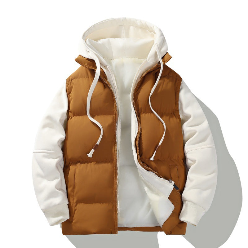 Herren zweilagige Kapuzen-Steppjacke mit abnehmbarer Wattierung und weichen Ärmelpanelen Drune
