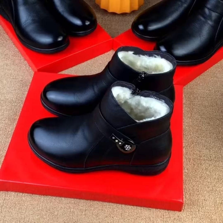 Damen Bequeme Winterstiefel mit Warmfutter Drune