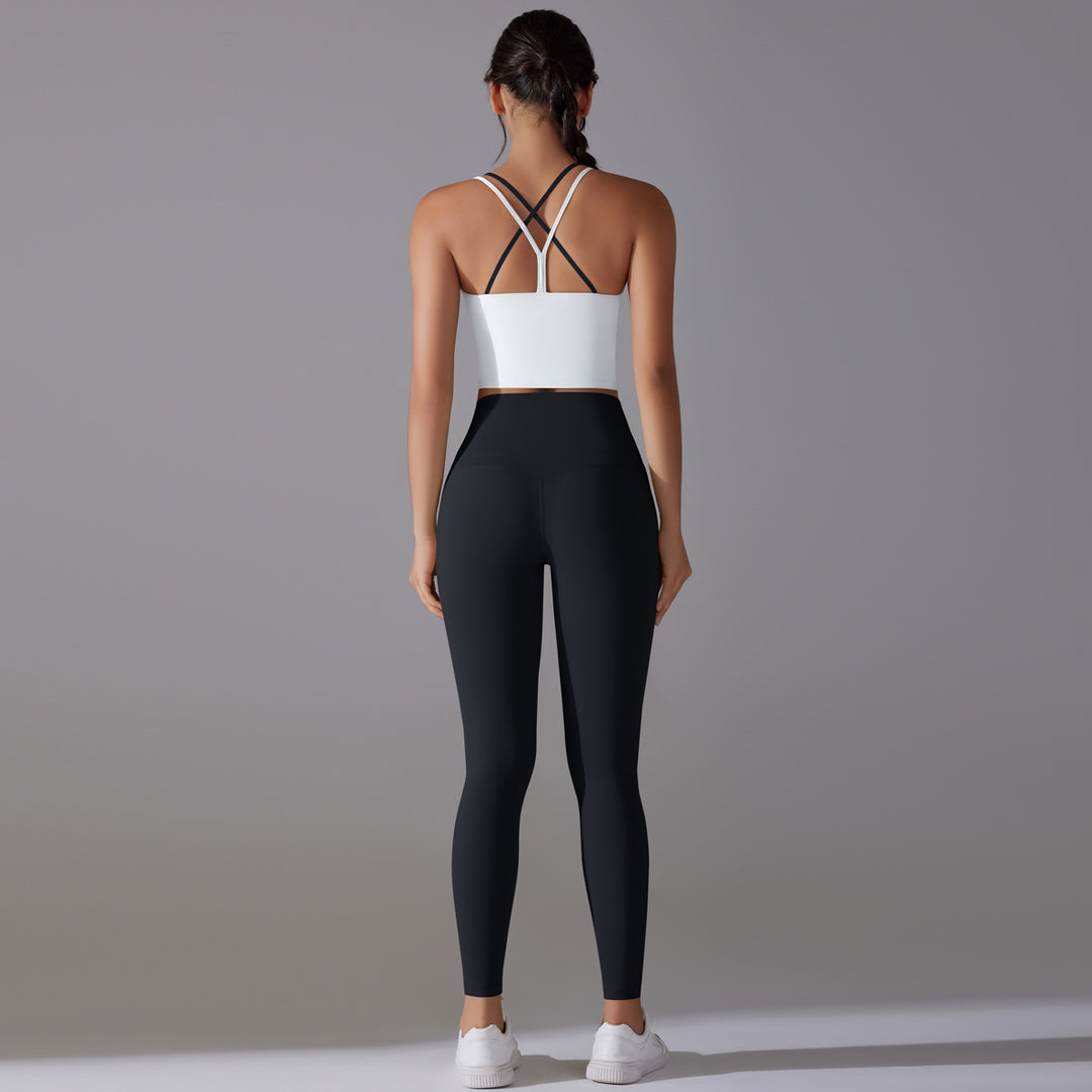 Damen Sportliches Bustier- und High-Waist-Leggings-Set mit nahtloser Konstruktion und atmungsaktiver Technologie Drune