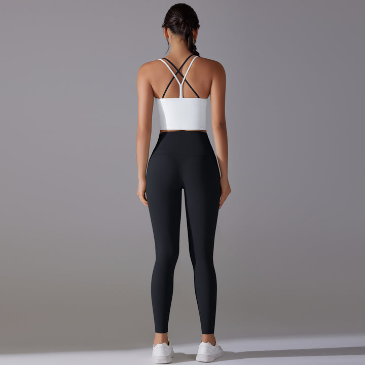 Damen Sportliches Bustier- und High-Waist-Leggings-Set mit nahtloser Konstruktion und atmungsaktiver Technologie Drune