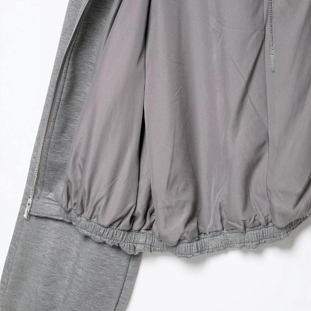 Damen Cropped Kapuzenjacke mit Reißverschluss, Ballonärmeln und elastischem Saum Drune