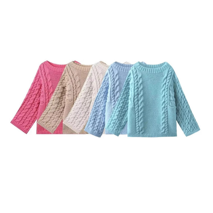 Damen kuscheliger Strickpullover mit Zopfmuster und weitem Schnitt Drune