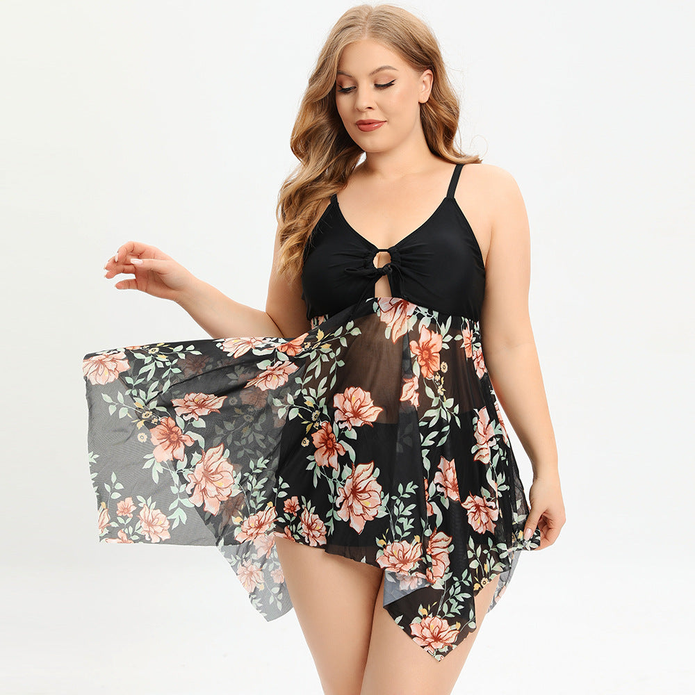 Damen Badekleid mit floralem Rock Drune