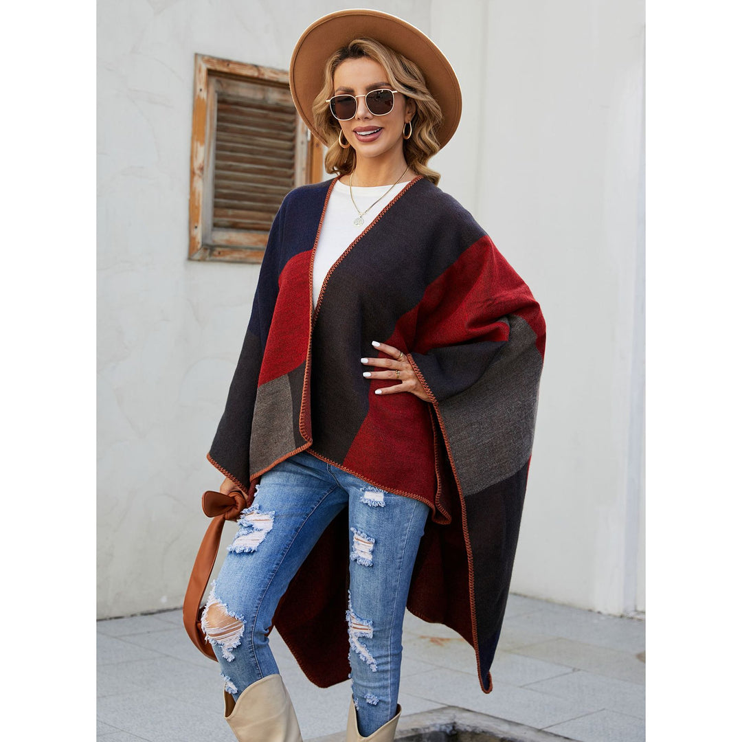 Damen Jacquard Poncho mit Paisley‑Muster Drune