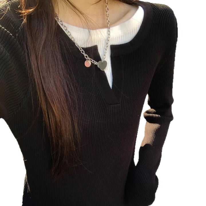 Damen Feinstrickpullover mit V-Ausschnitt und Rippstruktur Drune