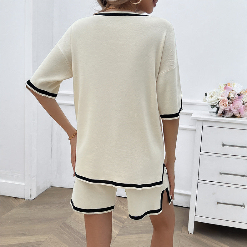 Damen Lässiges Sommer Ensemble mit kurzem Oberteil und bequemen Shorts Drune