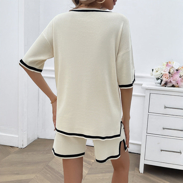 Damen Lässiges Sommer Ensemble mit kurzem Oberteil und bequemen Shorts Drune