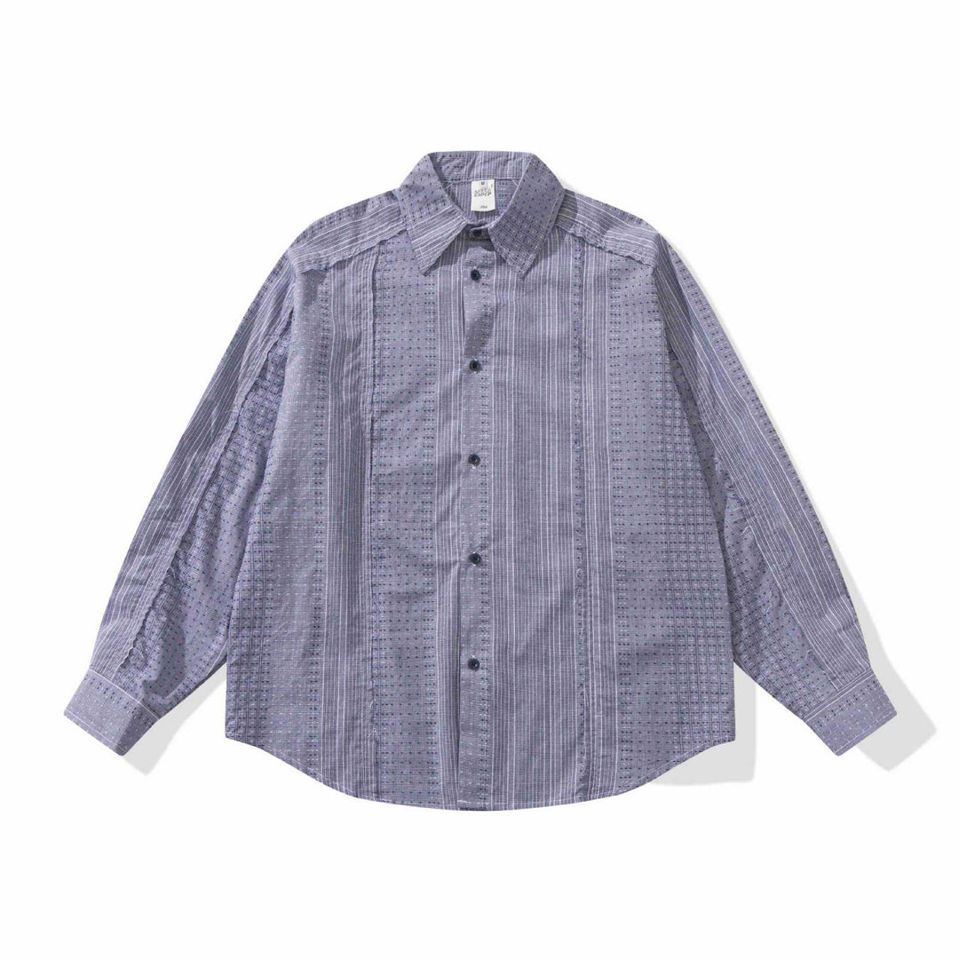 Damen Strukturierte Oversize‑Hemdbluse mit feiner Stickerei und Streifenstruktur Drune