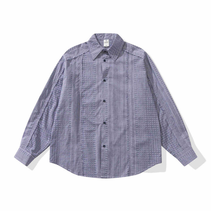 Damen Strukturierte Oversize‑Hemdbluse mit feiner Stickerei und Streifenstruktur Drune