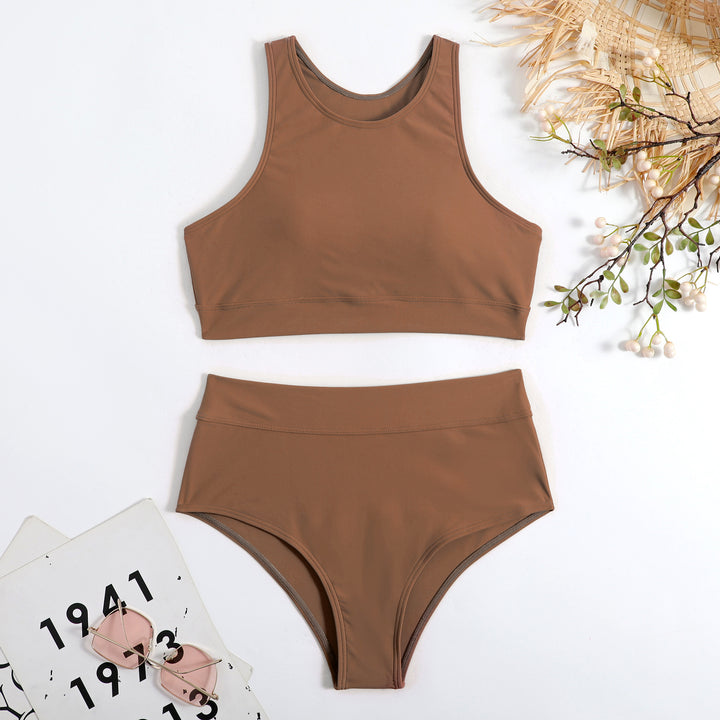 Damen Sport-Bikini-Set mit hohem Bund und Racerback-Top Drune